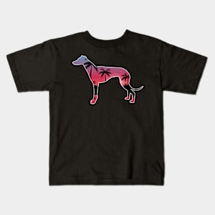 Greyhound Beautiful Sunset Beach Palm Tree Kids T-Shirt